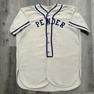 VTG 1930s 1940s PENDER Cotton Baseball Uniform Jersey White/Blue Pull Over 38